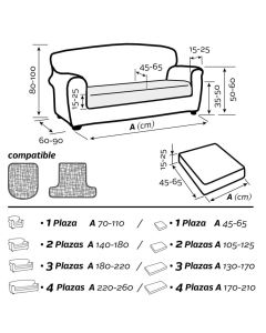 Funda de Sofá Elástica Rustica Cojin Separado 4 Pl.