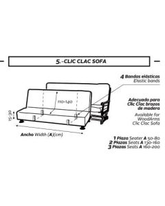 Fundas para Sofá Cama clic clac Diamante Elástica 3/P
