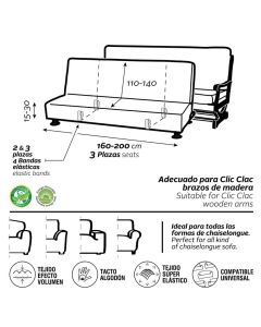 Funda Sofá Clic-Clac Superelástica Denia 3/Pl.