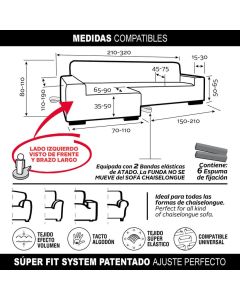 Funda Chaise Longue Brazo Largo Superelástica Niagara
