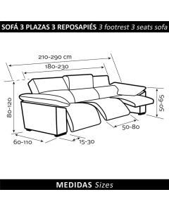 Funda Sofá Relax Completo Superelástica Niagara 3 pl. 3 pies