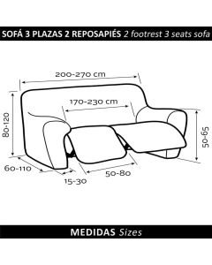 Funda Sofá Relax Completo Superelástica Niagara 3 pl. 2 pies