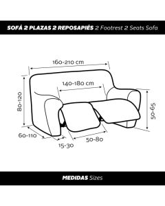 Funda Sofá Relax Completo Superelástica Glamour 3 Pl. 2 pies