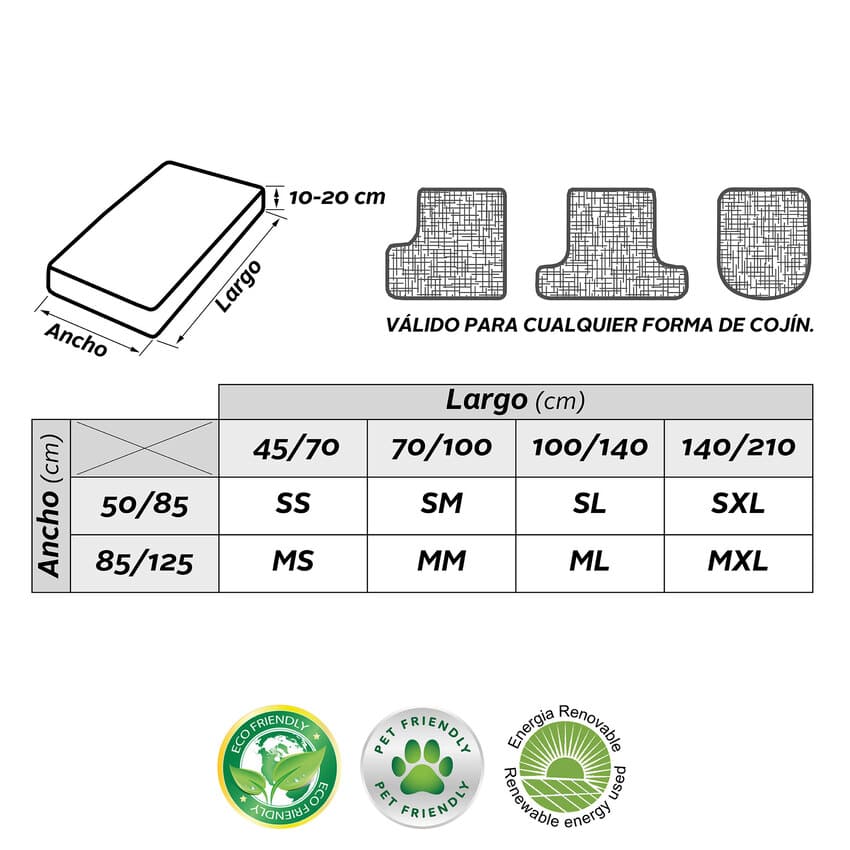 Medidas Funda Cojines Sofa modelo Denia